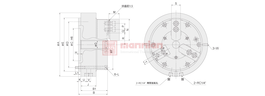 佳贺 Autogrip,三爪/RAP,转盘用气压卡盘
