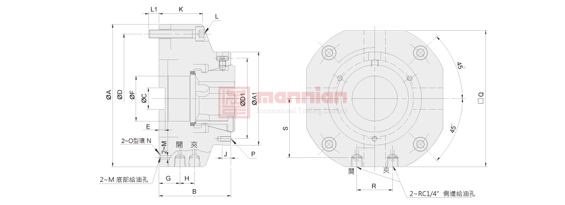 佳贺 Autogrip，SCB，立置式后拉筒夹卡盘
