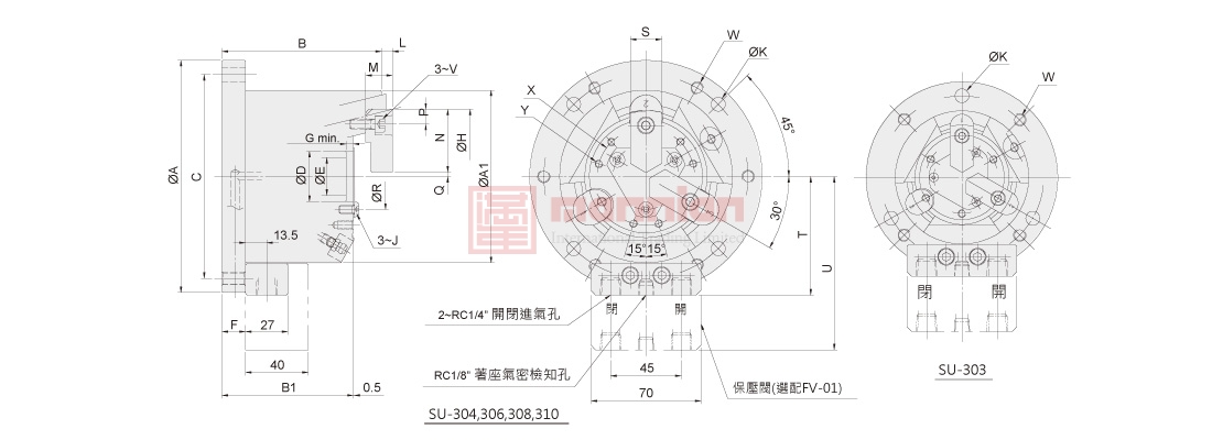 佳贺 Autogrip,三爪/SU,立置式爪背托后拉卡盘