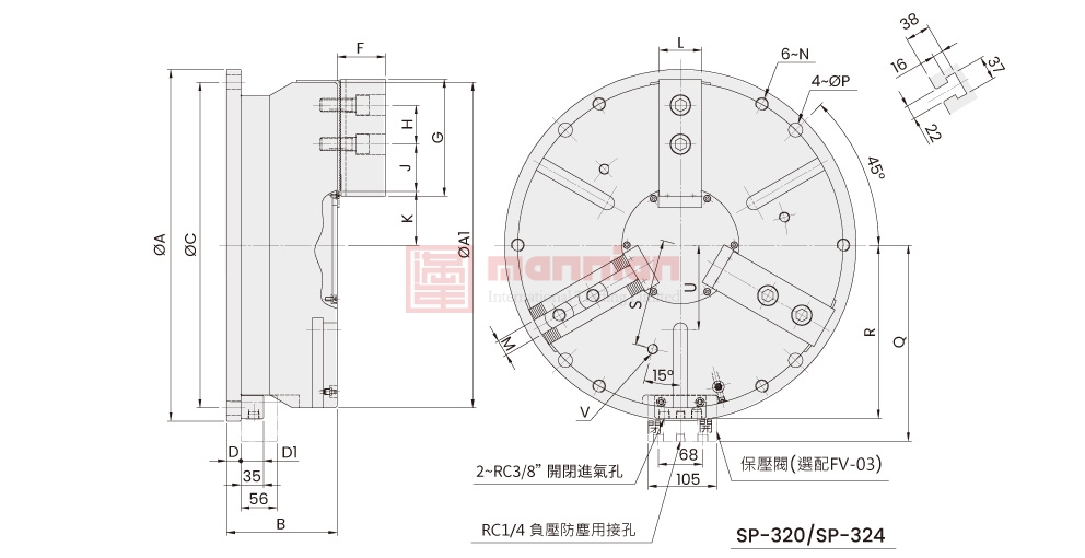 佳贺 Autogrip,三爪/SP-3,立置式中空/中实卡盘