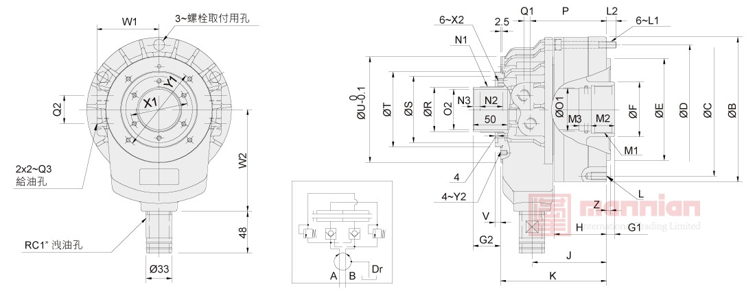佳贺 Autogrip, 油压缸|TK,超短型中空回转油压缸