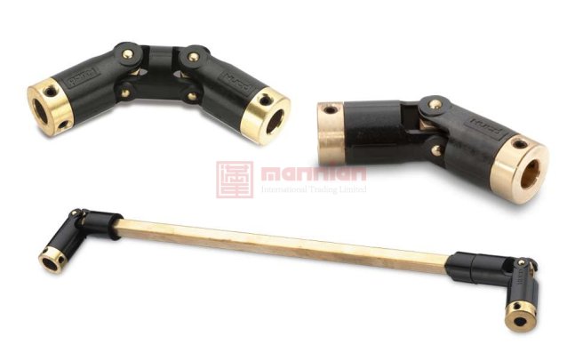 Huco 黄铜制万向节, 单接头, 3/16 x 3/16in孔径, 总长37.6mm, 103.09.1919