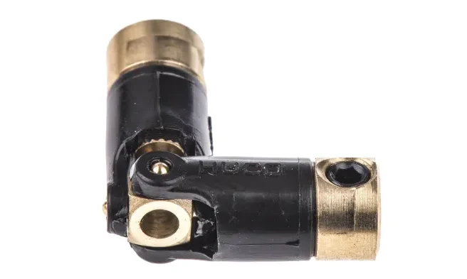Huco 黄铜制万向节, 单接头, 3 x 3mm孔径, 总长27.2mm, 103.06.1414