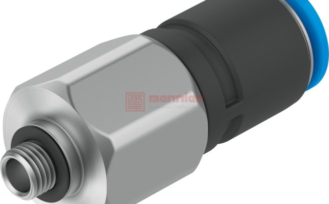 Festo 气动旋转接头, QSR系列, 推入式 4mm管接口, M5 外螺纹接口, PBT制,QSR-M5-4