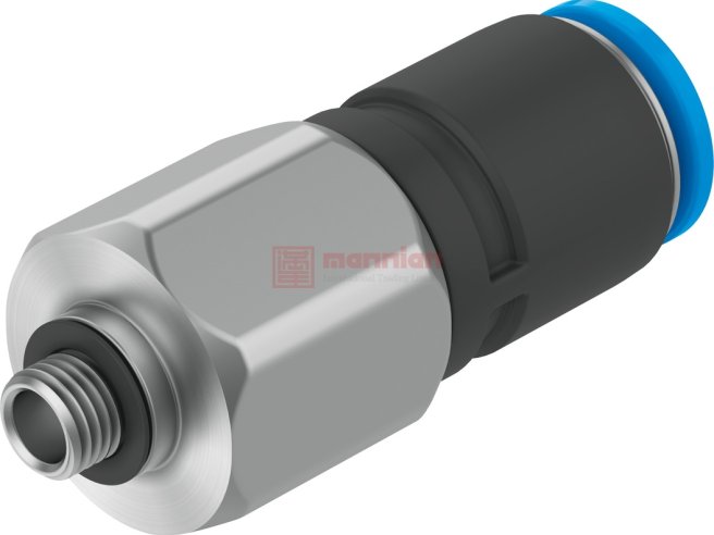Festo 气动旋转接头, QSR系列, 推入式 4mm管接口, M5 外螺纹接口, PBT制,QSR-M5-4