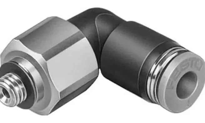 Festo 气动旋转接头, 推入式 6mm接口, M5 外螺纹接口, PBT制, QSRL系列 QSRL-M5-6